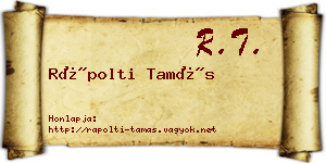 Rápolti Tamás névjegykártya